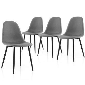 Tangkula Dining Chairs Set of 4 Upholstered Fabric Chairs W/Metal Legs for Living Room