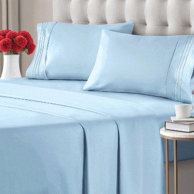 Cgk Linens 4 Piece Microfiber Sheet Set In Light Blue, Size Twin Xl ...