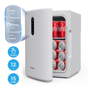 Mini Fridge 12L Portable Cooler & Warmer, Dual Power 120V AC/12V DC, Small Electric Refrigerator for Bedroom, Car, Skincare, Travel, Camping - 1 of 4