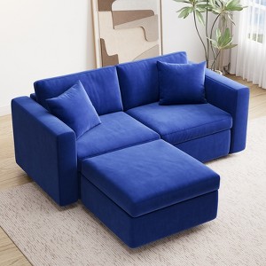 Buenhomino Modern DIY Sectional Sofa, Modular Sectional Couches for Living Room，Dark Blue Velvet - 1 of 4