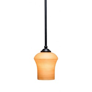 Toltec Lighting Zilo 1 - Light Pendant in  Matte Black with 5.5" Zilo Cayenne Linen  Shade - 1 of 1
