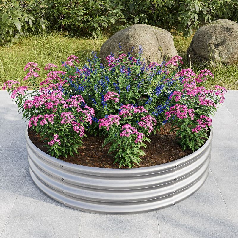 32.08''x11.4" Metal Outdoor Round Planter Box, Raised Garden Bed for Vegetables, Flowers - The Pop Home, 1 of 6