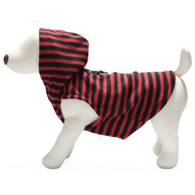 Gooby Design Pet Fleece Vest Hoodie, XLarge, Red Stripe