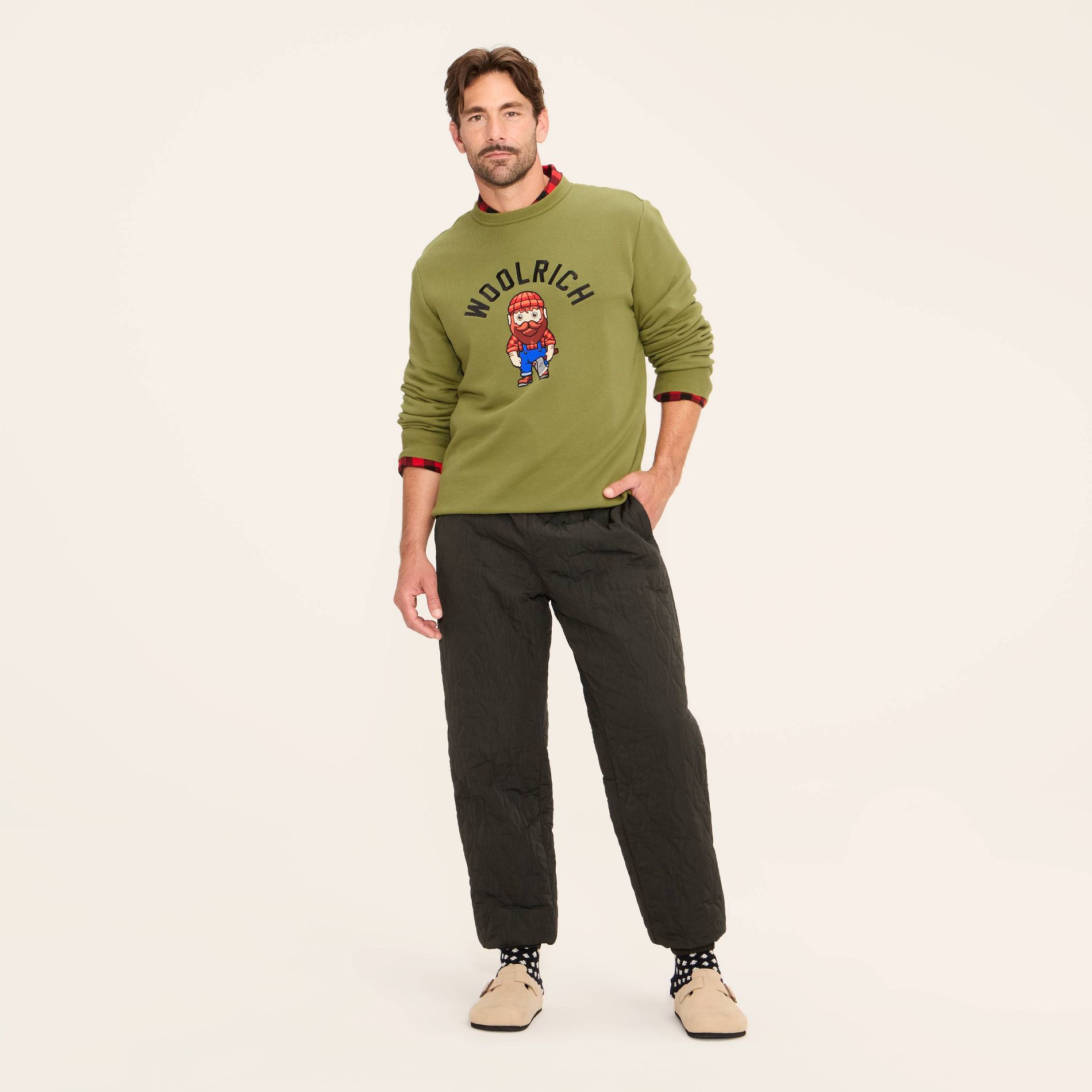 Adult Lumberjack Embroidered Graphic Print Pullover Sweatshirt - Woolrich x Target Olive Green L