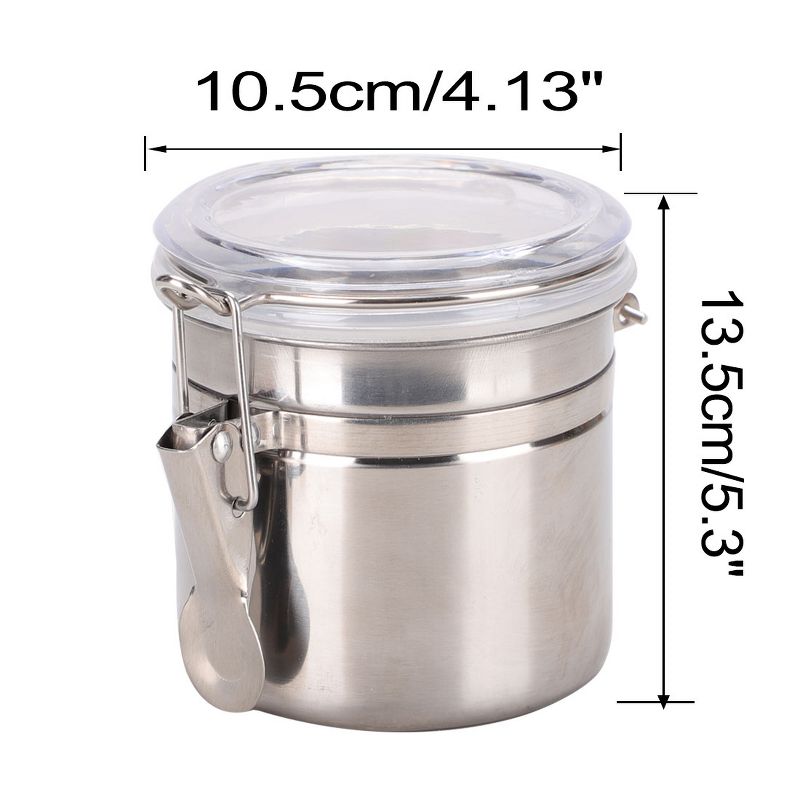 Unique Bargains Kitchen Counter Stainless Steel Airtight Canister with Clear Lid Locking Clamp 1 Pc, 3 of 5