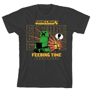 Minecraft Survival Mode Art Crew Neck Short Sleeve Youth Black T-shirt - 1 of 3