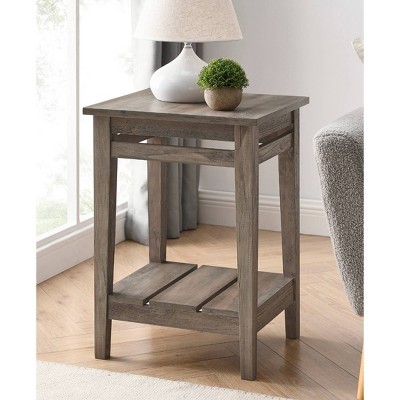 Grace Modern Farmhouse Plank Style End Table Gray Wash - Saracina Home