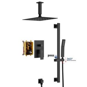 CASAINC 1-Spray Patterns with 10 Inches Ceiling Mount Dual Shower Heads with Sliding Rod in Spot Resist - 1 of 4
