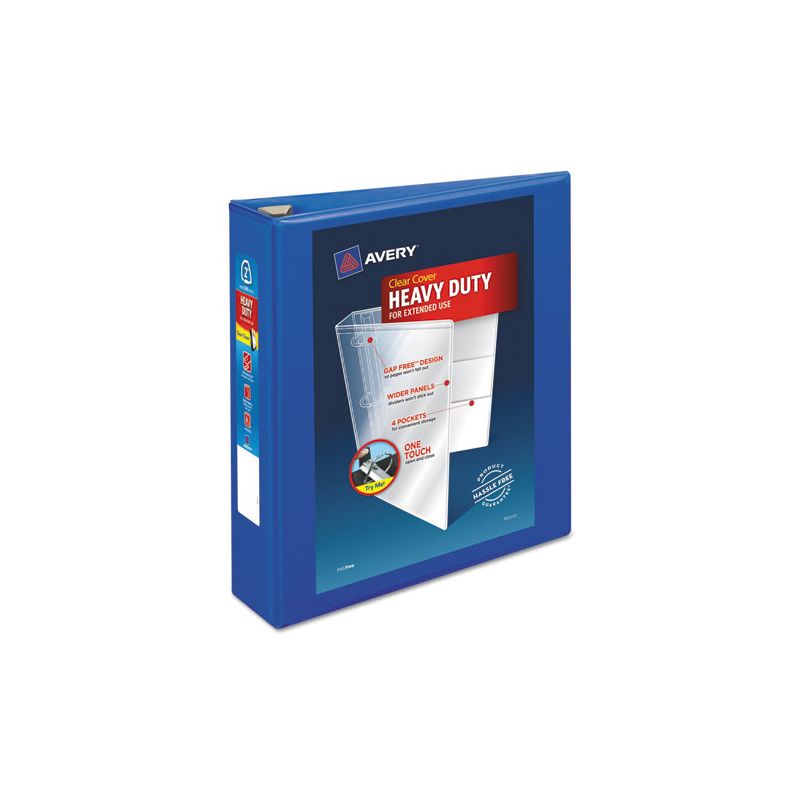 Avery Heavy-Duty View Binder with DuraHinge and One Touch EZD Rings, 3 Rings, 2" Capacity, 11 x 8.5, Pacific Blue, 1 of 8