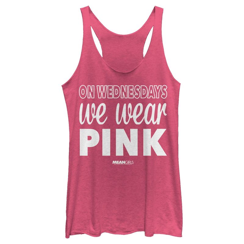 Women's Mean Girls We Wear Pink Quote Racerback Tank Top, 1 of 5