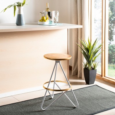 White and Gold Iron Backless Counter Stool with Hairpin Legs