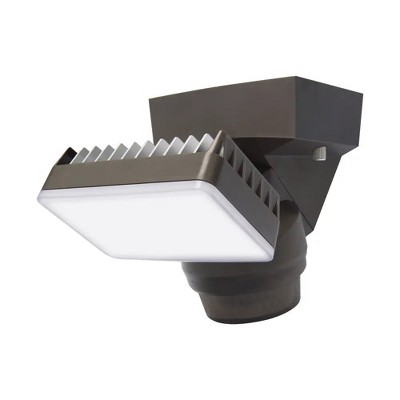 IQ America Motion Security Flood Light, 1600 Lumen LED, Outdoor Wall/Eave Mount for Shed, Storage, Attic, Workshop, Garage, Bronze