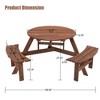 PAGED Outdoor Dining Set Wood Round Patio Dining Set with Built-in Benches, Umbrella Hole for Lawn, Patio, Garden - 3 of 4