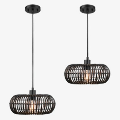 Fitz 1-Light Pendant Lighting with Rattan Shade - Globe Electric