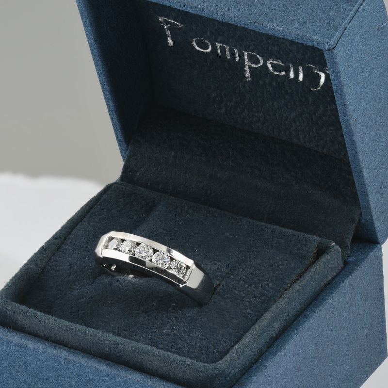 Pompeii3 Mens 1/2ct 14K White Gold Round Diamond Wedding Ring, 4 of 6