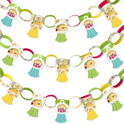 Big Dot of Happiness Taco 'Bout Fun - 90 Chain Links and 30 Paper Tassels Decoration Kit - Mexican Fiesta Paper Chains Garland - 21 feet