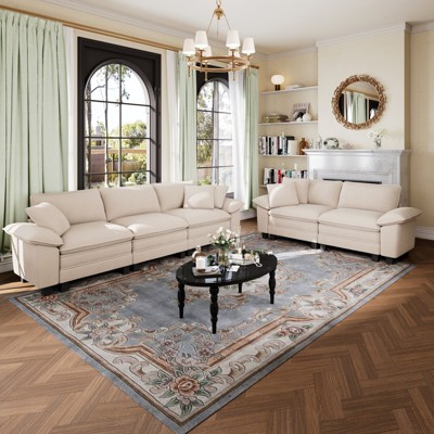Captiva Designs 2-Piece Cloud Modular Sectional Sofa Set, 5-Seater Couch for Living Room