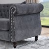Kumasinova Chesterfield Sofa 2-Seat Sofa with 2 Pillows, Classic Tufted Couch with Rolled Arms and Nailhead for Living Room, Velvet Loveseat Sofa - 2 of 4