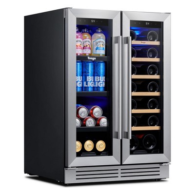 Yeego 24 Inch Wide 20-Bottles Wine and 60-Cans Beverage Cooler Dual Zone Refrigerator