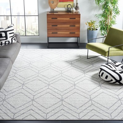 Light Grey and Dark Grey Geometric 6' x 9' Synthetic Area Rug