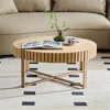RISOKEYS 31.5" Round Fluted Drum Coffee Table - Handcrafted Wood Coffee Table with Sturdy Pedestal for Living Room, Bedroom, Apartment - 4 of 4
