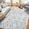 Traditional Tiled Area Rug – Faded Cream Transitional Design, Stain-Resistant Carpet for Home & Office - 3 of 4