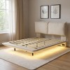 HomeRoots Beige Tufted Upholstered Full Bed Frame With LED Lighting And USB - 2 of 4