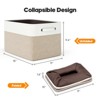 SUGIFT 4 Pcs Collapsible Storage Baskets with Handles Linen Fabric Organizer Bin with Metal Frame and Hard Bottom for Clothes Toys Books - 4 of 4