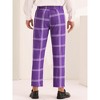 INSPIRE CHIC Men's Plaid Pattern Slim Fit Flat Front Dress Pants - 3 of 4