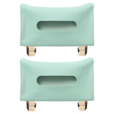 Unique Bargains Car Sun Visor Seat PU Leather Adjustable Elastic Strap Tissue Box Covers 2 Pcs