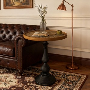 KTMBDW Round Side Table, Small Drink Table for Small Spaces, Modern Accent End Table with Metal Leg for Living Room, Bedroom, Corners, Office, Natural - 1 of 4