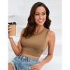 BLUEMING Womens Summer Basic Sleeveless Crew Neck Casual Crop Top Bustier Ribbed Fitted Cropped Tank Tops - 3 of 4