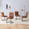 Set of 4 High Back Brown Dining Chairs with Soft Sponge Seat and Black Metal Legs,Comfortable Modern Style for Dining Room-The Pop Home - 3 of 4