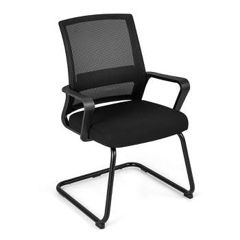 Costway 1/2/4 PCS Office Guest Chair with Lumbar Support, Breathable Mesh Back without Wheels Black