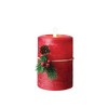LumiPur Signature Christmas Collection Flickering Flameless LED Wax Pillar Candle Red - 4 of 4