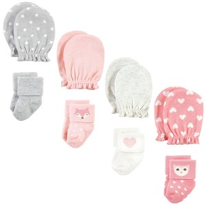 Hudson Baby Infant Girl Socks and Mittens Set, Woodland Girl, 0-6 Months - 1 of 4