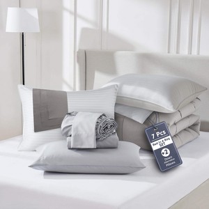 Nestl 9 Piece Reversible Comforter Set, Bed in a Bag, All in one Bed Set with Down Alternative Pillows - 1 of 4