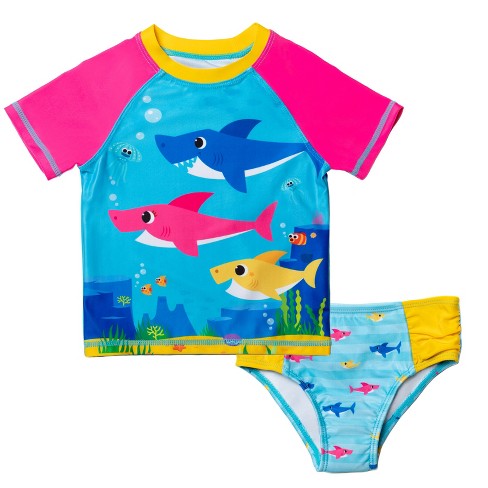 Daddy Mommy Toddler Girls Swim Rash Guard Bottom Blue 2T