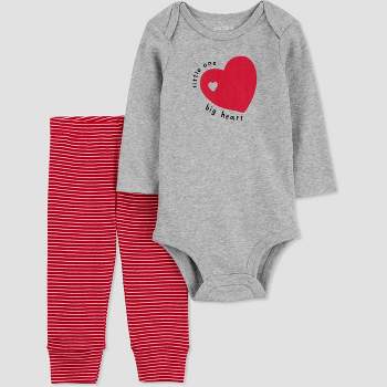 Carter's Just One You® Baby 2pc Valentine's Day Big Heart Bodysuit & Leggings Set - Gray/Red
