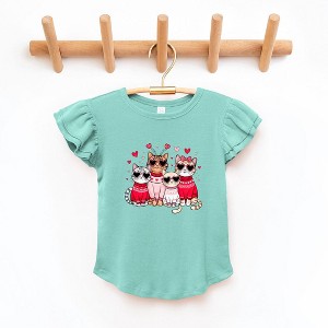 The Juniper Shop Valentine Kittens Toddler Flutter Sleeve Tee - 1 of 3