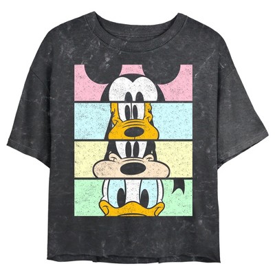 Disney Women's Plus Size Mickey Mouse & Crew Cropped T-Shirt Minnie Goofy  Pluto