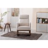 Linen Fabric Modern Rocking Recliner Chair with Wooden Legs, Side Pocket & High Back - 3 of 4