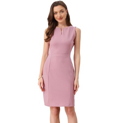INSPIRE CHIC Women's V Neck Office Sleeveless Bodycon Midi Pencil Dress