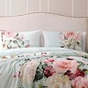 Bebejan Rose on Misty Green 200 Thread Count 100% Cotton Sateen 3 Piece Reversible Duvet Cover Set - 2 of 3