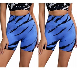 INSPIRE CHIC 2 Pcs Women's Tie Dye High Waisted Workout Running Fitness Thigh Slimmers - 1 of 4
