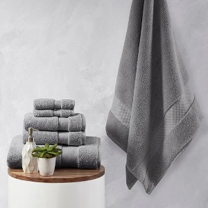 6Pcs 100% Cotton Solid Color High Density Bath Towel Set, Heavyweight Ultra Soft Touch Absorbent Bath Towel - 1 of 4