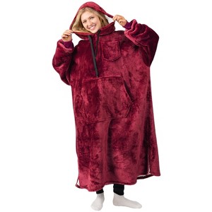 PAVILIA Faux Shearling Wearable Blanket Hoodie, Cozy Oversized Hooded Sweatshirt Adults, Warm Fleece Big Pocket - 1 of 4