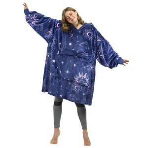 Catalonia Women's Casual Blanket Hoodie Sweatshirt, Cozy Fleece Blanket Pullover Sweater with front Pocket, Clothing Cozy Gift for Wife Woman - 1 of 4