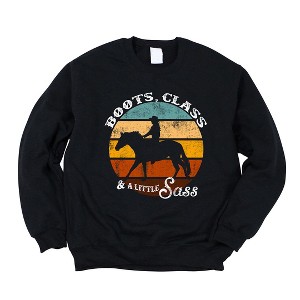 Simply Sage Market Women's Graphic Sweatshirt Boots Class and A Little Sass - 1 of 3