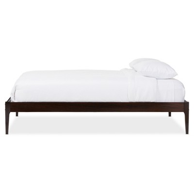 Bentley Mid-Century Espresso Queen Bed with Leather Headboard